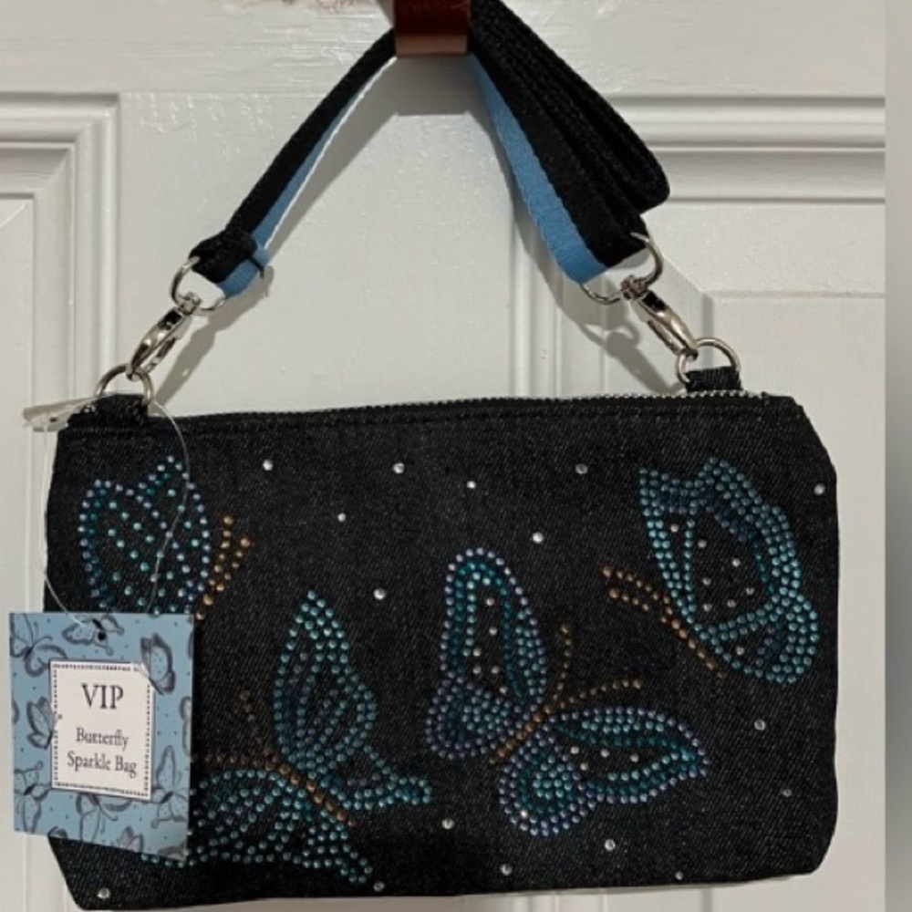 Brighton Sparkle Blue Denim Butterfly Crossbody Bag